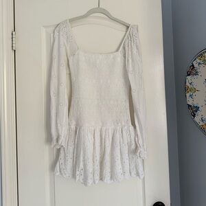 LoveShackFancy White Long Sleeve Dress
